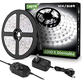 Lepro LED Strip Light, 32.8Ft Dimmable Vanity Lights, 6000K Super Bright LED Tape Lights, 600 LEDs SMD 2835, Strong 3M Adhesive, Suitable for Home, Kitchen, Under Cabinet, Bedroom, Daylight White