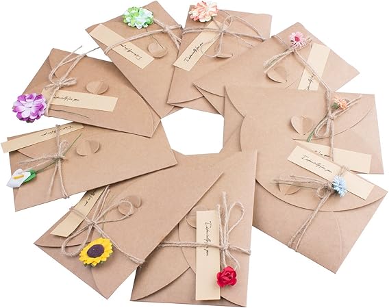 Amazon Zewoo メッセージカード クラフト紙 封筒付き 彼女へ お祝い 誕生日等に おしゃれな グリーティングカード 9枚セット ポストカード 絵柄付はがき 文房具 オフィス用品