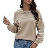 uoDim Womens Sweaters Dressy Casual Long Sleeve Tops Pullover Sweaters for Women 2025 Crew Neck Crochet Fashion Shirts