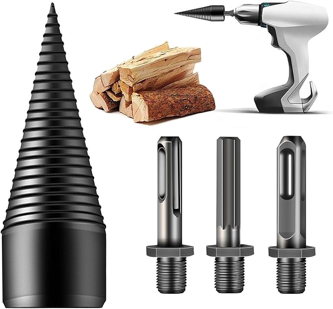 Beita 4PCS Firewood Drill Bit， Removable Firewood Log Splitter Drill