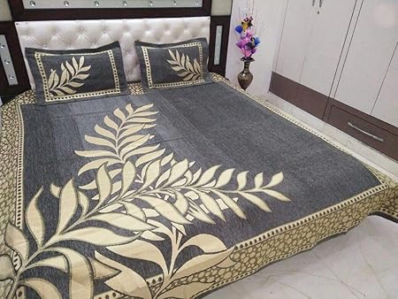 CAIRO Heavy Chennile BedCover for Double Bed, with 2 Pillow Cover, 450 TC Fabric for a Royal Bedroom
