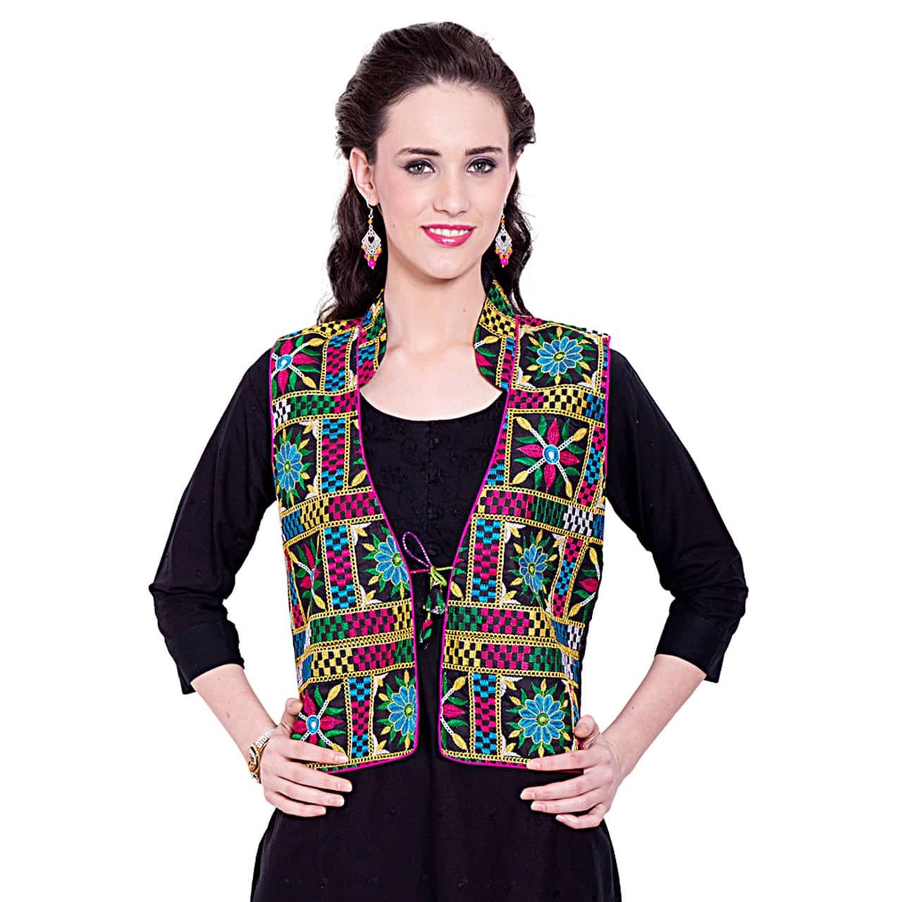 vastraa fusion women's cotton ethnic waistcoat