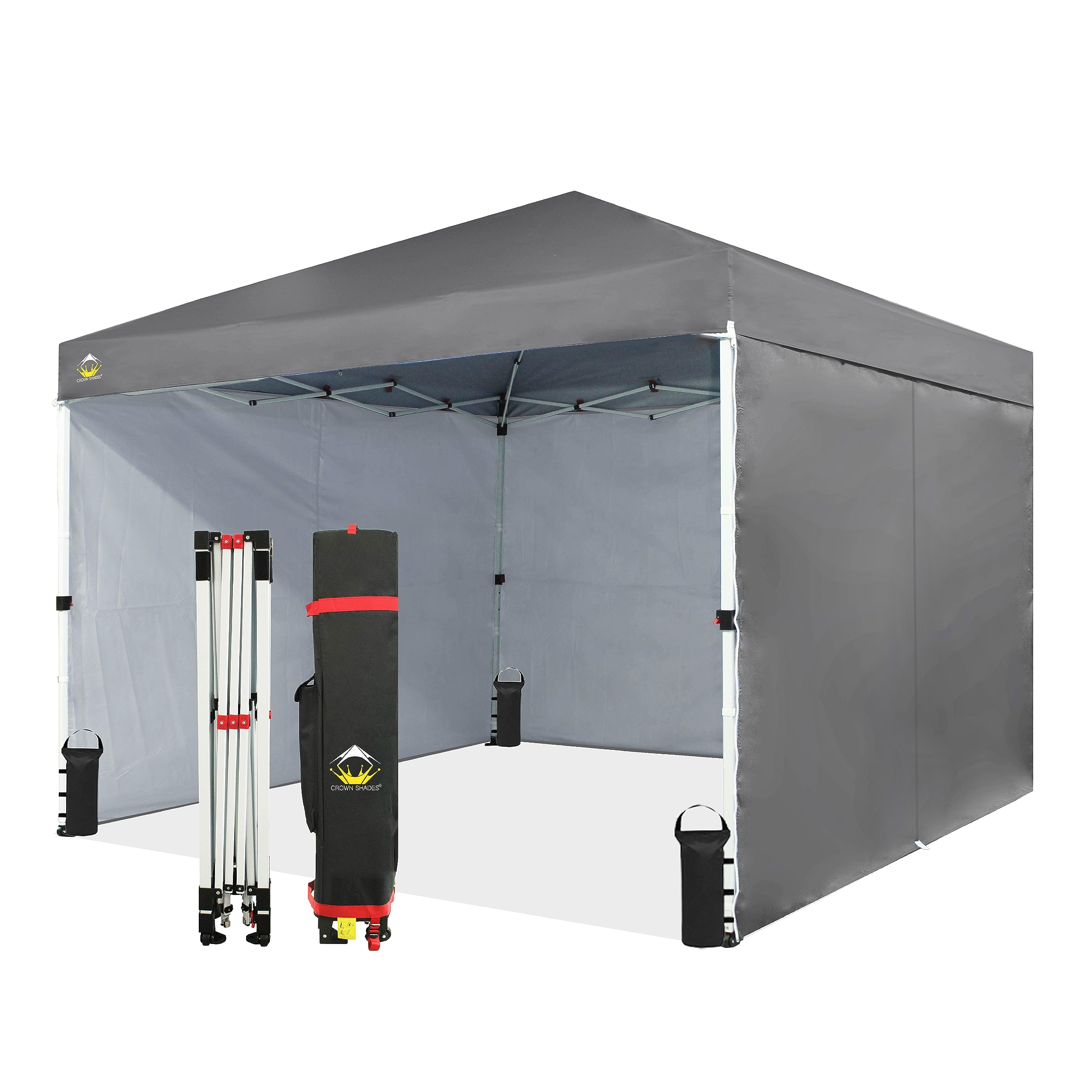 Photo 1 of ***PARTS ONLY, THE FRAME IS BROKEN ****CROWN SHADES 10X10 Comercial Instant Canopy Pop Up Tent with Center Lock (10x10 with 4 Sidewalls, Grey)