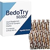 BedoTry 50,000 Liquid Vitamin B-Complex Supplement Bedotry Vitaminas Complejo B Ampolletas – 10 Ampoules (3.4 fl oz) – with Choline – Supports Energy, Metabolism & Nerve Health