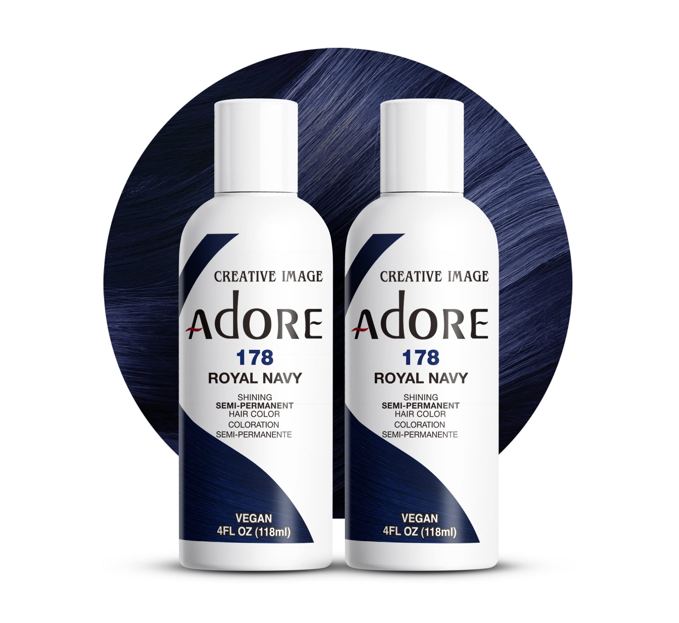 Photo 1 of Adore Semi Permanent Hair Color (178 Royal Navy) (2 Pack) | Vegan & Cruelty-Free Blue Hair Dye | No Ammonia, No Peroxide, No Alcohol | 4 Fl Oz