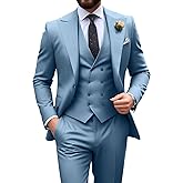 Mens Suit Slim Fit 3 Piece Double Breasted Suit Men Formal Tuxedo Set Casual Wedding Prom Groom Suits