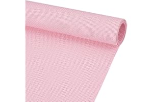 BENECREAT 14CT Plastic Cross Stitch Fabric, 39.3 x 11.8 Inch Pink Plastic Mesh Canvas, Aida Cloth for Home DIY Embroidery Dec