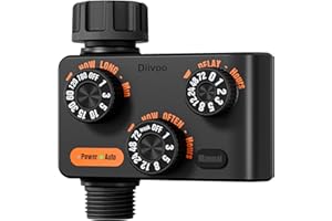 Diivoo Water Timer for Garden Hose, 3-Dial Rotation Sprinkler Timer for Lawn, Programmable Irrigation Timer with Rain Delay/Manual/Automatic, IP54 Waterproof