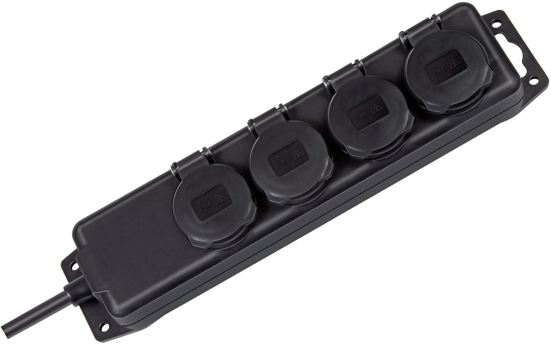Brennenstuhl IP44 Socket Socket with 4 Flap Sockets & 2m Neoprene Cable H07RN-F 3G1.5 for Outdoor Use Black Quantity: 1