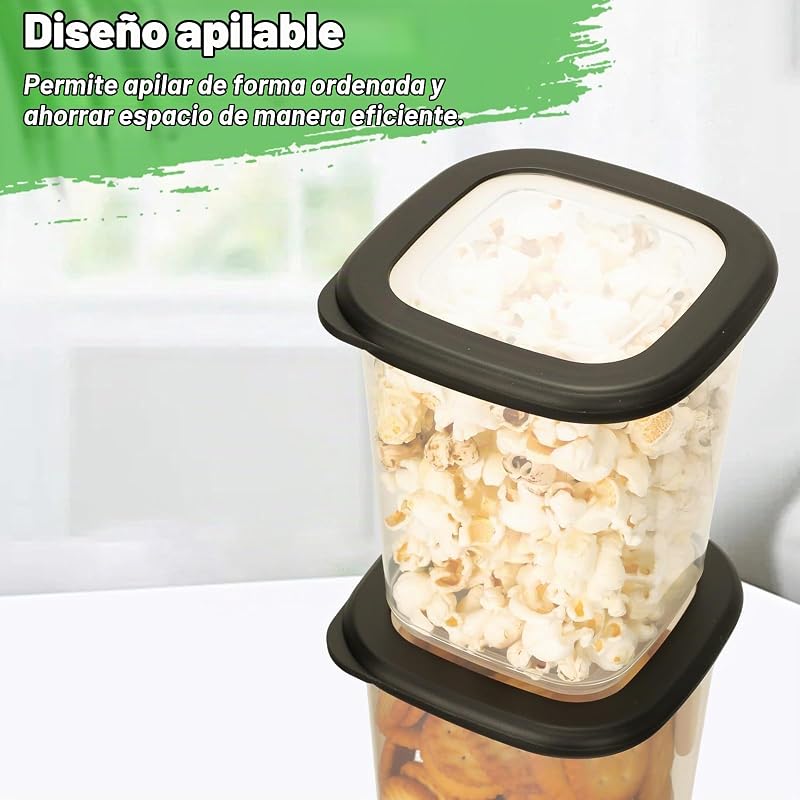 Set de recipientes herméticos para alimentos – 12 botes cocina (2x 0.36L-1.64L) und 16 etiquetas negras, ideal para almacenaje cocina, tarros cocina — foto 6 de 7