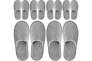 OUREAMOD 6 Pairs Spa Slippers for Men and Women Fleece Non Slip Disposable Slippers Bulk Pack for Guest,Travel,House, Indoor, Bedroom, Spa, Shoeless Home,Hotel,Wedding Bride Slippers,Washable and Reusable