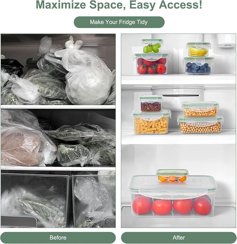 Conjunto de 10 recipientes de plástico hermético com tampa, sem BPA, empilháveis e estanques para alimentos, recipientes plásticos para micro-ondas, frigorífico e máquina de lavar loiça