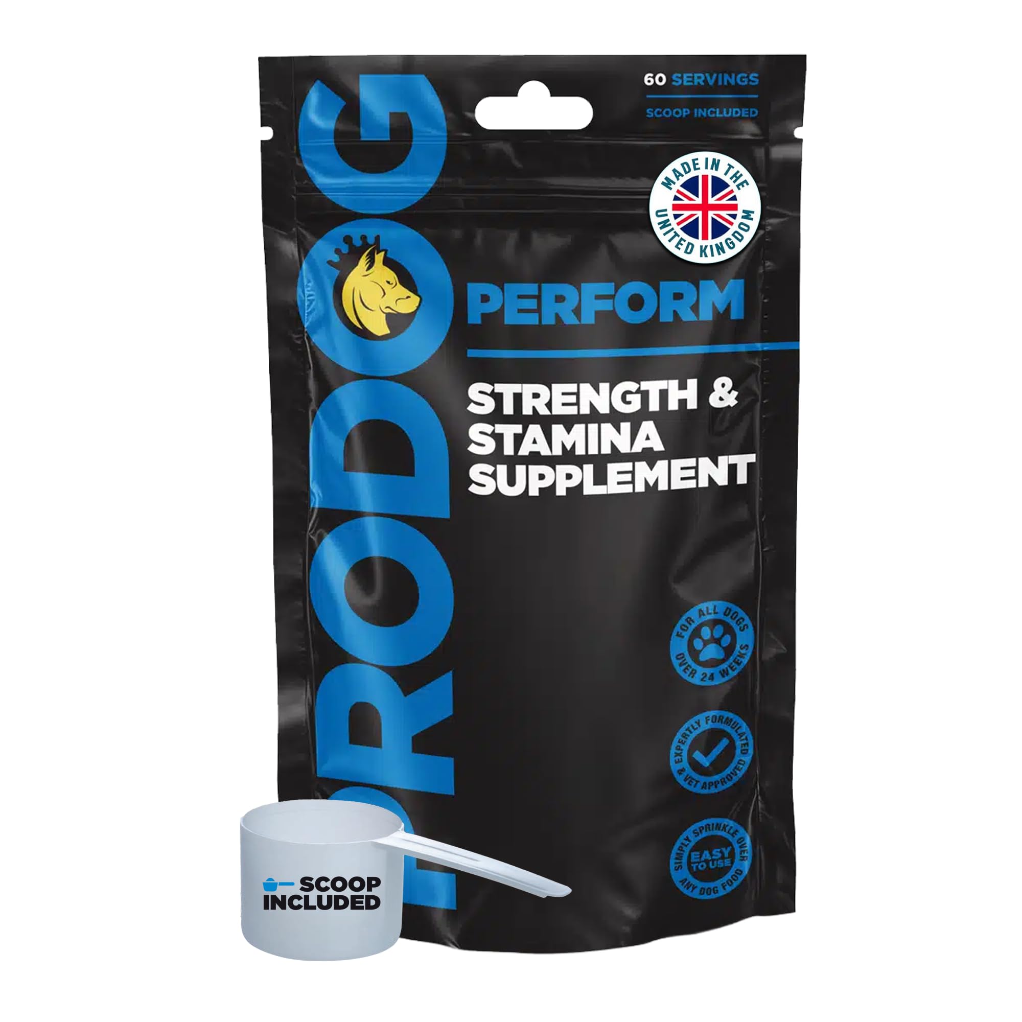 ProDog Perform Performance Supplement For Dogs - Strength and Stamina - 58% Protein Per Scoop - Targets Lean Muscle Growth - Superior Health Speed & Conditioning- (60 servings)