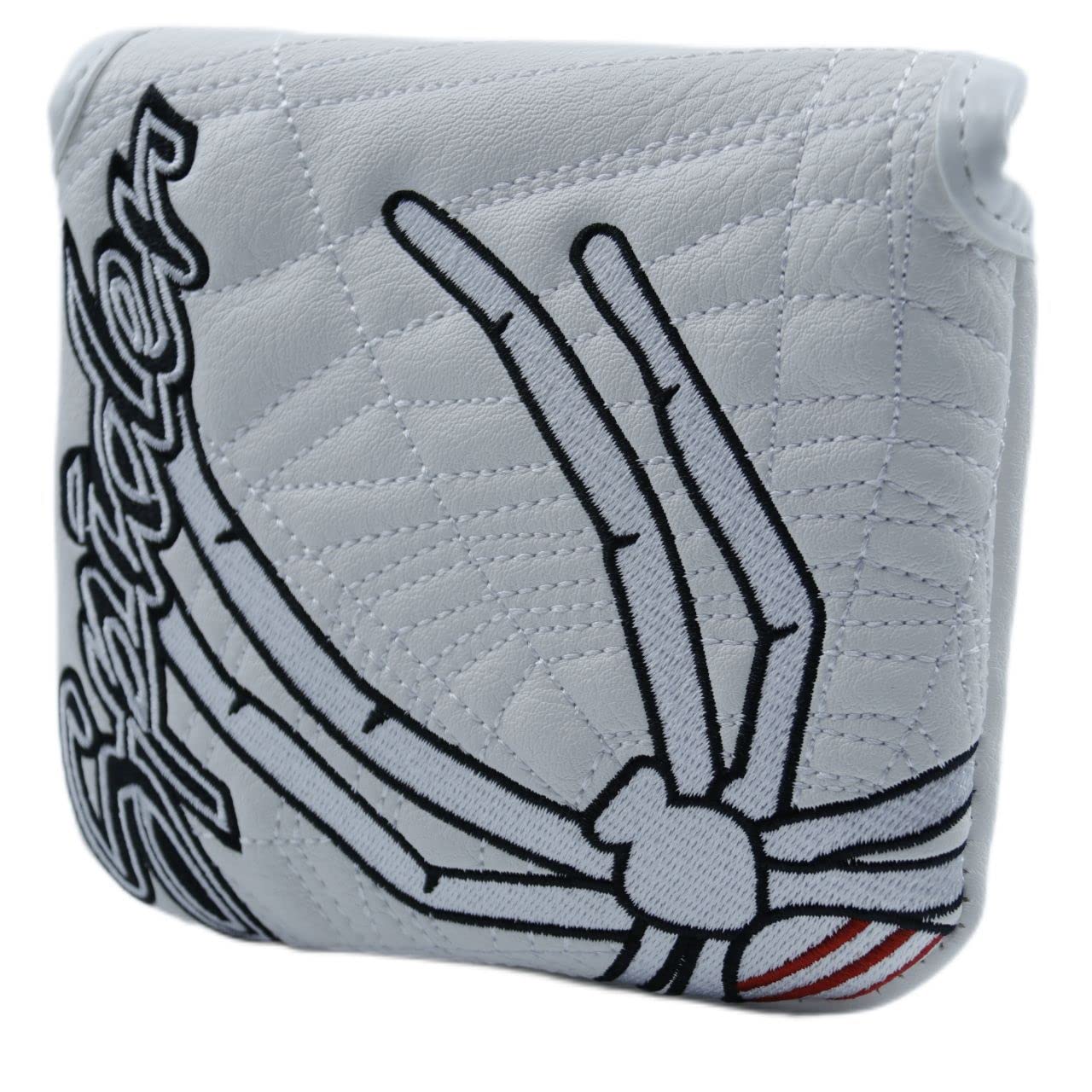 zalati Golf Putter Cover Club Mallet Case with Spider Embroidery for Golf Protection - White