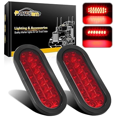 Partsam 2 Pcs 6 inch Oval led Trailer Tail Lights, 23-LED Oval Stop Turn Tail Brake Lights for RV Trucks, 6 Inch Truck and Trailer Led Marker Lights