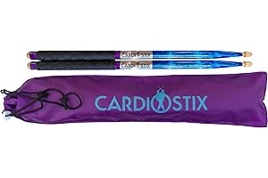 CardioStix Bundle Plus Weighted(1 pair) 5oz per pair American Hickory Wood Cardio Drum Sticks 2B 16 Inches long w/grip;| For drumming, fitness, exercises(blue/silver/purple)