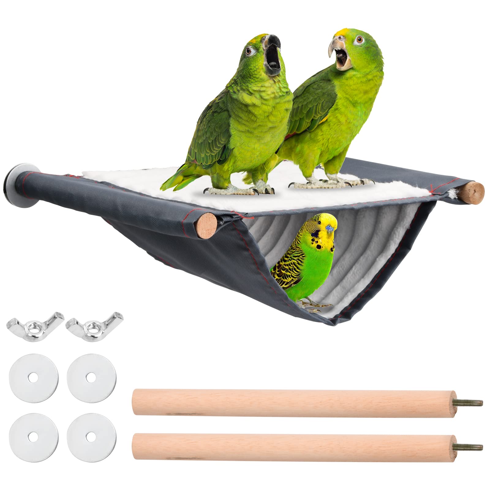 Hanunalir Winter Warm Bird Nest Bed, Parrot House Hammock, Tent Small Animal Hanging Bed, Bird Cage Accessories (L, 23x18.5x12cm, Gray)