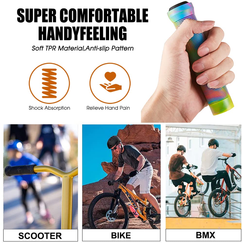 Scooter Grips - Mixed Color Bike Bicycle MTB Scooter Handlebar Grips | 145mm Soft Handle Grips for Pro Stunt Kick Scooter, BMX Bikes,Mountain Bike