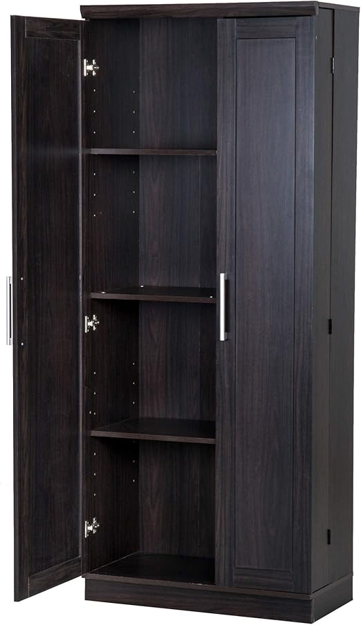 Homcom 2 Door Wooden Freestanding Kitchen Pantry Utility Room Cabinet Storage Cupboard Food Organiser 184 X 59 X 15 Cm Amazon Co Uk Garden Outdoors