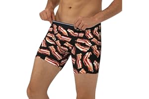 Novastar Mens Boxer Briefs - Bacon Pattern A Print Elasticity Mens Underwear Boxer Briefs Compression Shorts