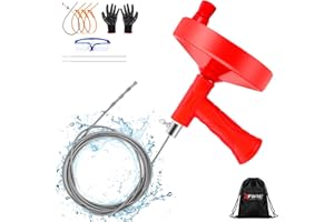 XFIRE-GEAR 10-In-1 25FT Drain Clog Remover Tools Kit, Plumbing Snake Drain Auger Hair Clog Remover with Gloves and Cleaning Brush and Cleaning Brush for Kitchen and Shower Drain Cleaning
