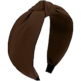 YISSION Brown Knotted Headband Wide Head Bands Top Knot Headbands for Women Non Slip Hairband Fashion Hair Accessories for Women