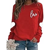 AIIWEIS Valentine Sweatshirt for Womens Love Heart Grahic Long Sleeve Shirt Casual Valentines Gifts Pullover Tops