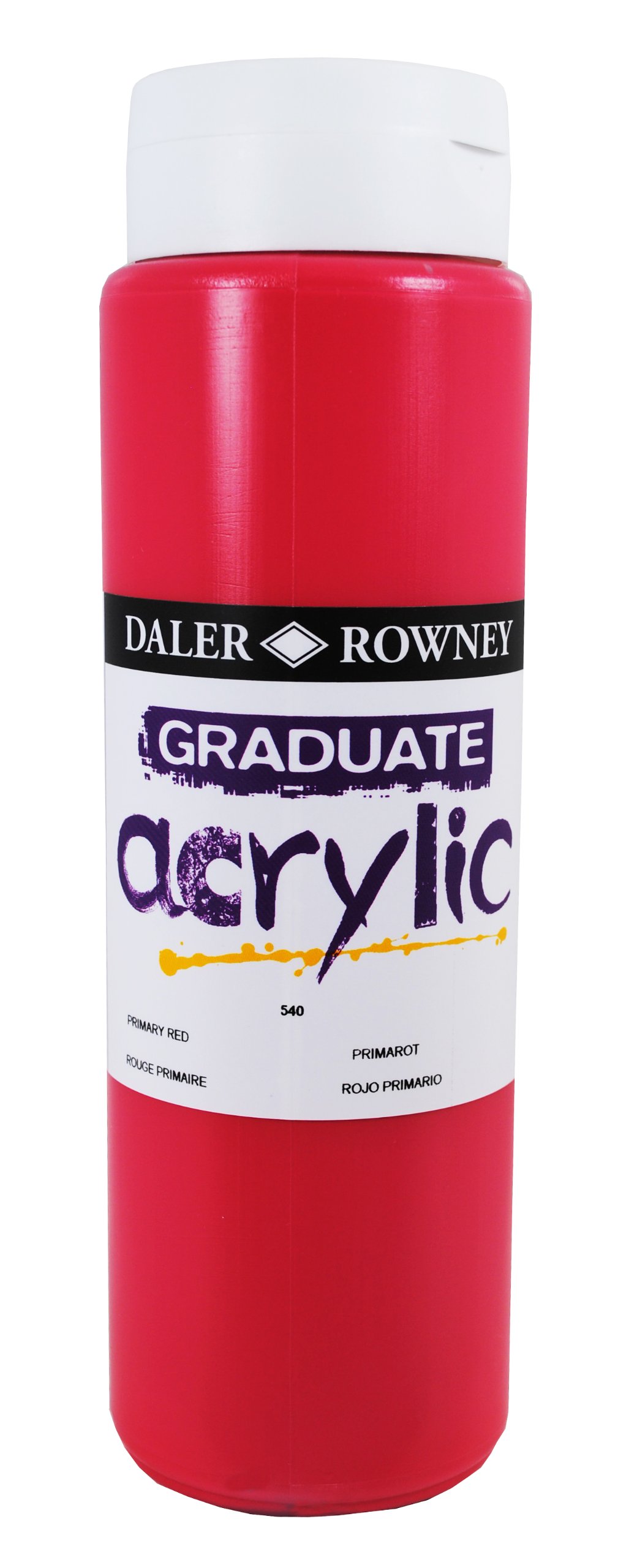 Daler-Rowney Graduate Acrylic Paint, Plastic Bottle, 16.91oz - 500 ml, Primary Red