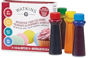 Watkins Assorted Food Coloring Kit, 8.9 ml Bottles, 1 Each of Red, Yellow, Green and Blue