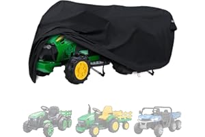 YANGSHILEI Kids Ride On Tractor Cover for Power Wheels Tractor with Trailer,Polyester Oxford Cloth Outdoor Super Waterproof, Dustproof, Sunproof Electric Ride On Toys Tractor Cover for Toddlers 3-5 (Black)
