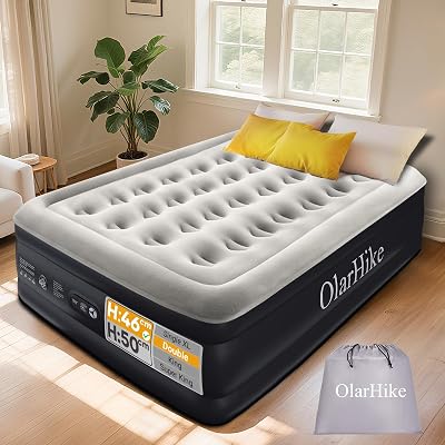 OlarHike Inflatable Mattress Double Air Bed with Built In Pump 135x190x46cm
