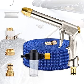 Amazon Co Jp 多機能家庭用注湯ホース無条件スプレー高圧スプリンクラーホースベルト金属スプレーヘッドガーデニングとクリーニング用の金属 アダプター付き伸縮式ガーデン水道管 サイズ 50フィート スポーツ アウトドア