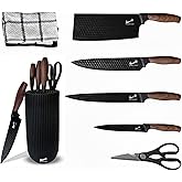 Knife Set, Black Star Kitchen Knife Set, Knives Set for Kitchen, Universal Knife Block, New Home Essentials, Utility Knife Block Set, Dishwasher Safe, Apartment Essentials