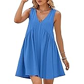 BerryGo Womens Summer Sleeveless Mini Dress Casual V Neck Beach Tank Babydoll Short Sundresses for Vacation Party 2025