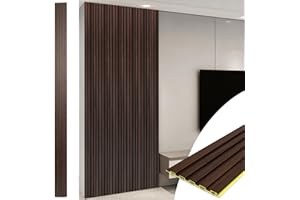 Art3d WPC Slat Wall Panels, 8-Pack 108 x 6 Inch 3D Wall Accents for Interior Wall Decor, Living Room, Bedroom, Walnut