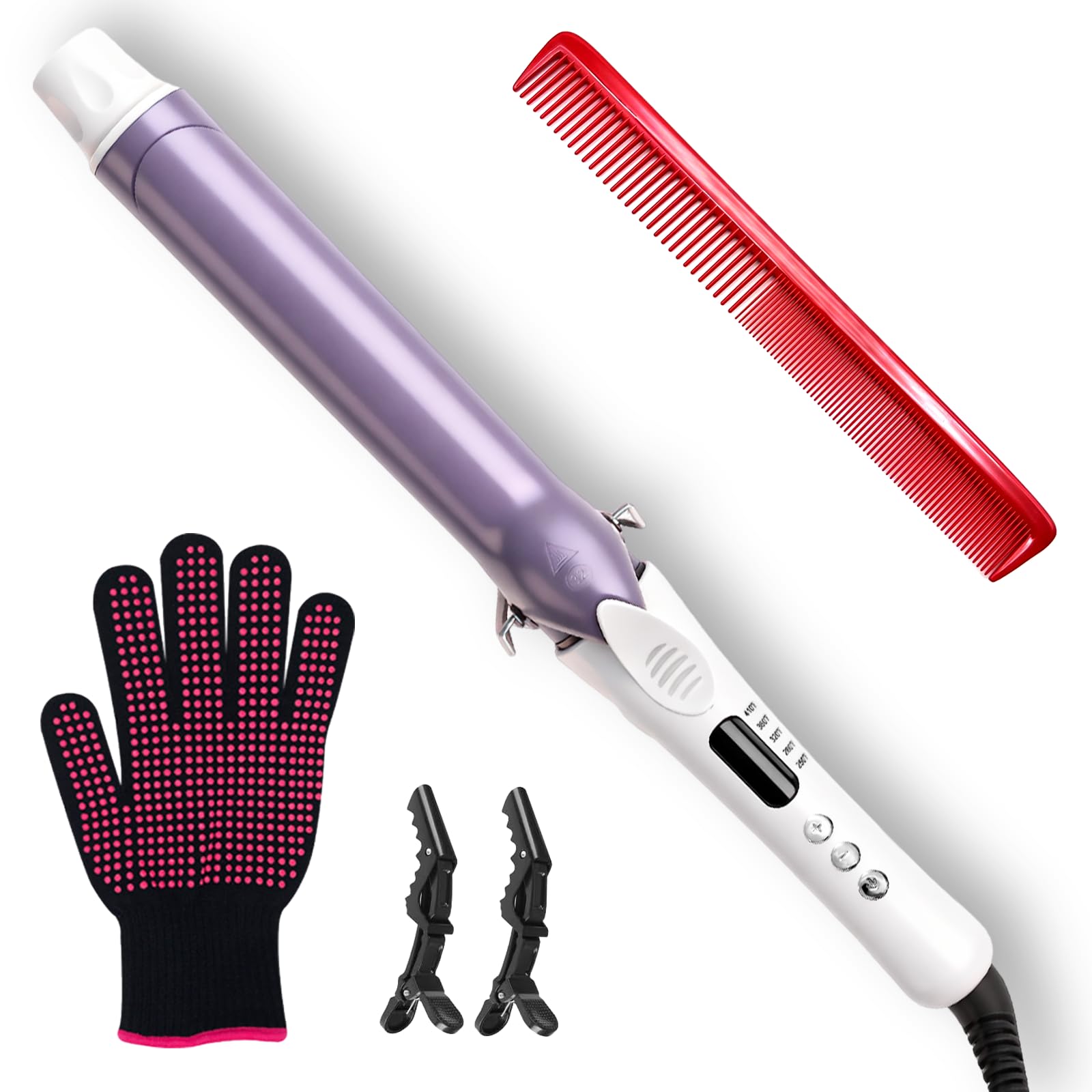 Photo 1 of 1.25 Inch Ceramic Curling Iron - Long Barrel Fast Heating Curling Wand, Dual Voltage 110-240V Travel,5 Adjustable Heat Settings & Automatic Shut-Off, Professional Hair Curler for Long-Lasting Curls