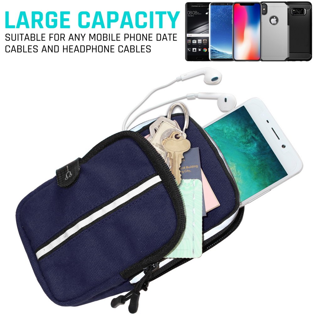 LOVPHONE Sports Armband, Double Pockets Phone Running Armband for iphone X/8/8 Plus/7/7 Plus, Samsung Galaxy Note 8/S8/S8 Plus/S7, Water Resistant (Blue, 7.0-12.8inch)