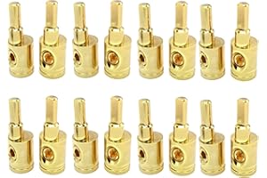 TEAMWILL 8PC Car Audio Power/Ground 4 Gauge to 8 Gauge Amp Input Reducers Wire Reducer (8PCS Gold)