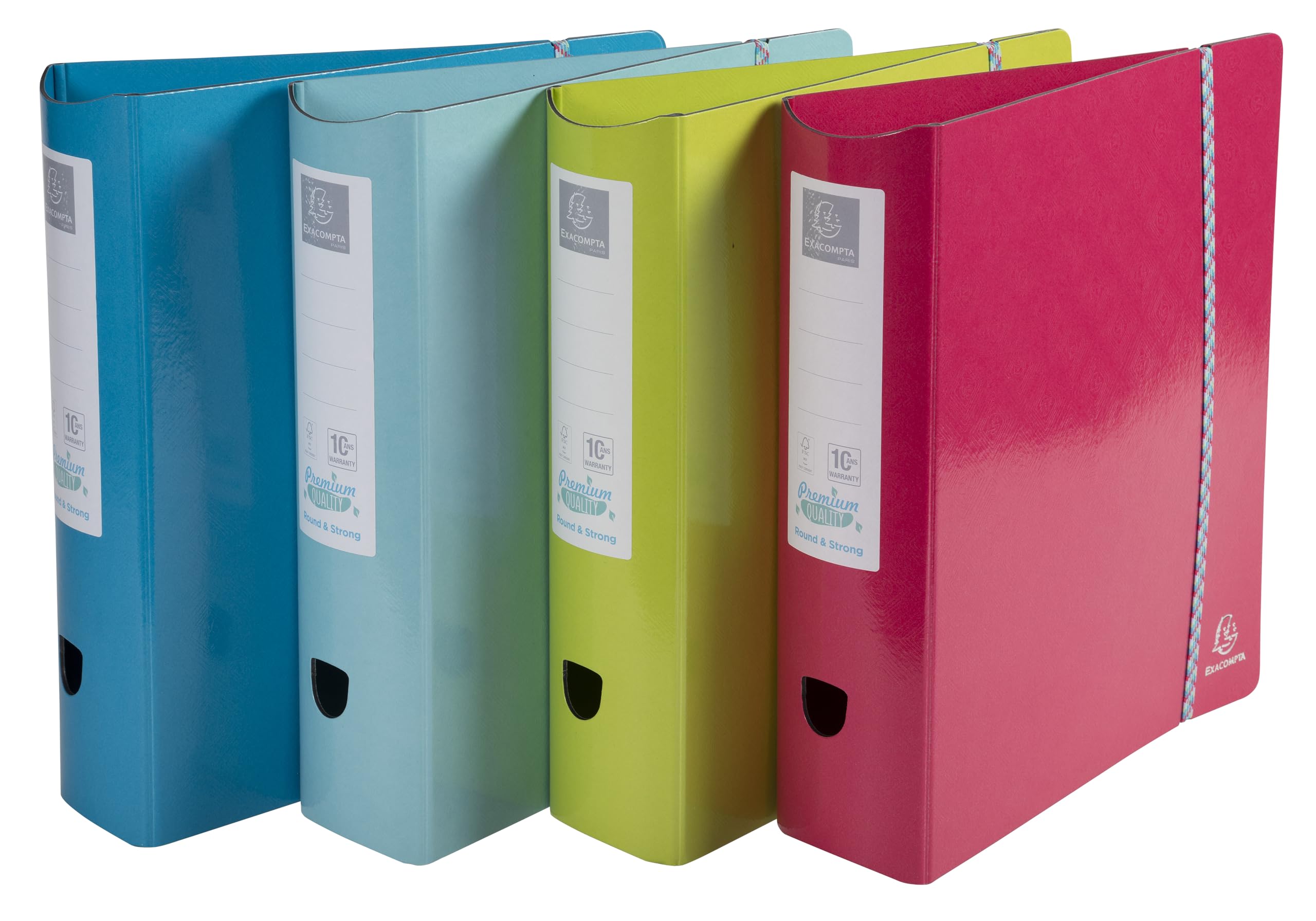 Exacompta - Ref 53720E - 1928 Collection - Prem'Touch Lever Arch File - 320 x 300mm in Size, Suitable for A4 Documents, 80mm Round Spine, 80mm Mechanism - Random Colour