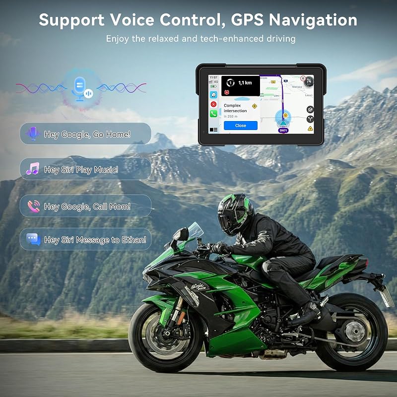 Pantalla CarPlay Moto 7", IPX67, Android Auto &Carplay, Compatible con TPMS — foto 4 de 6