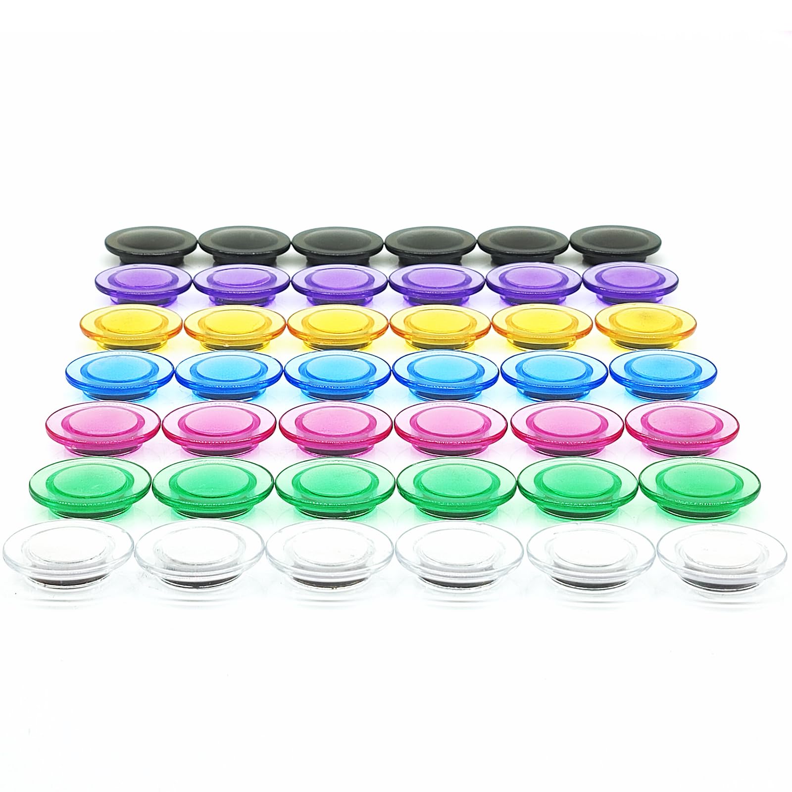 PYJLBX Fridge Magnets 42 Pack - 7 Color Strong Small Whiteboard Magnets, Transparent Mini Round Refrigerator Magnet, Heavy Duty Round Notice Board Magnets for Office, Crafts, Fridge,Whiteboard Display