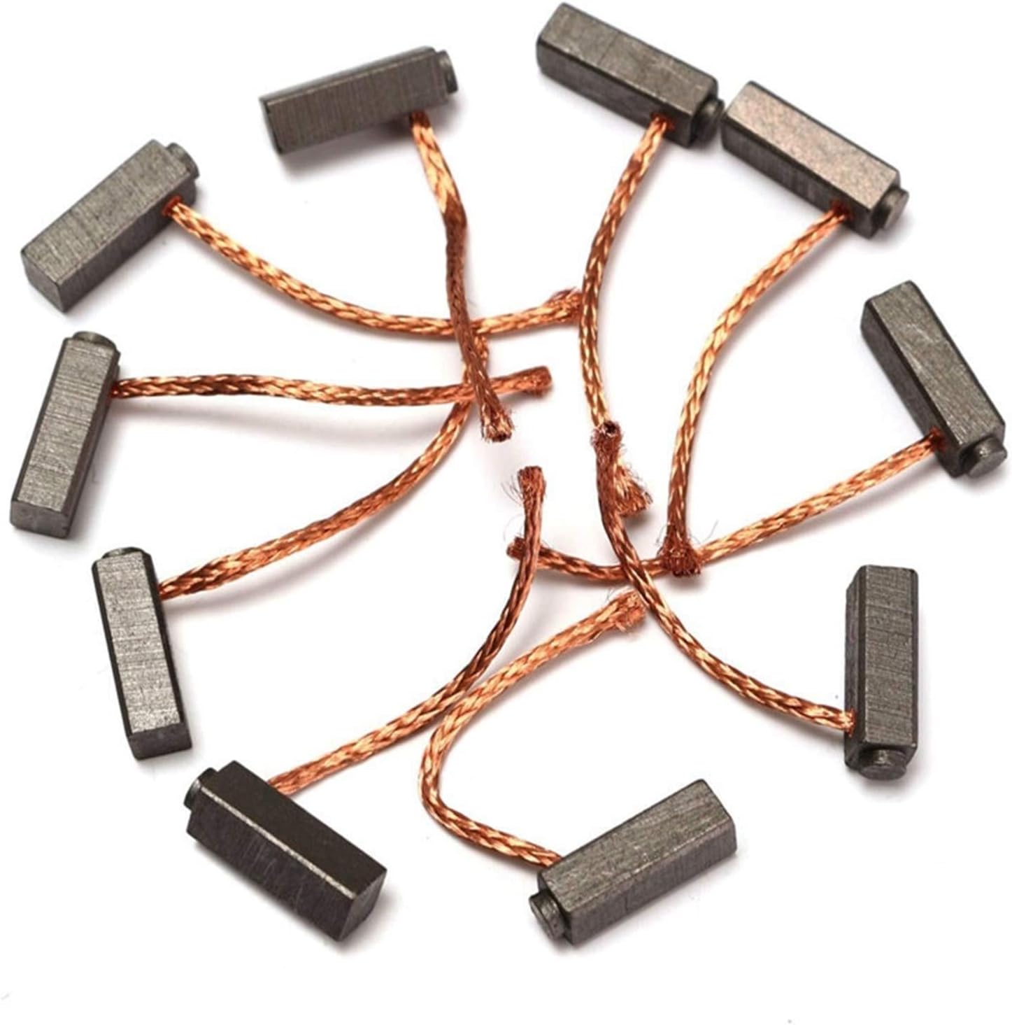 10pcs/Set Carbon Brushes Wire Leads Generator Motor Brush For Generic Electric Motor Replacement 5mm x 6mm x 14mm