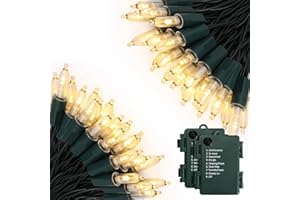 KOUQIYA Battery Operated Christmas Lights 2 Pack, 17ft 50 LED Mini String Light with Auto-Timer 8 Modes Waterproof (Warm White)