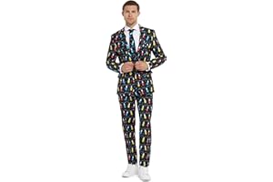 Offstream Men's Party Costumes - Christmas Theme Party Suits - Slim Fit - Includes Matching Blazer Jacket, Pants & Tie