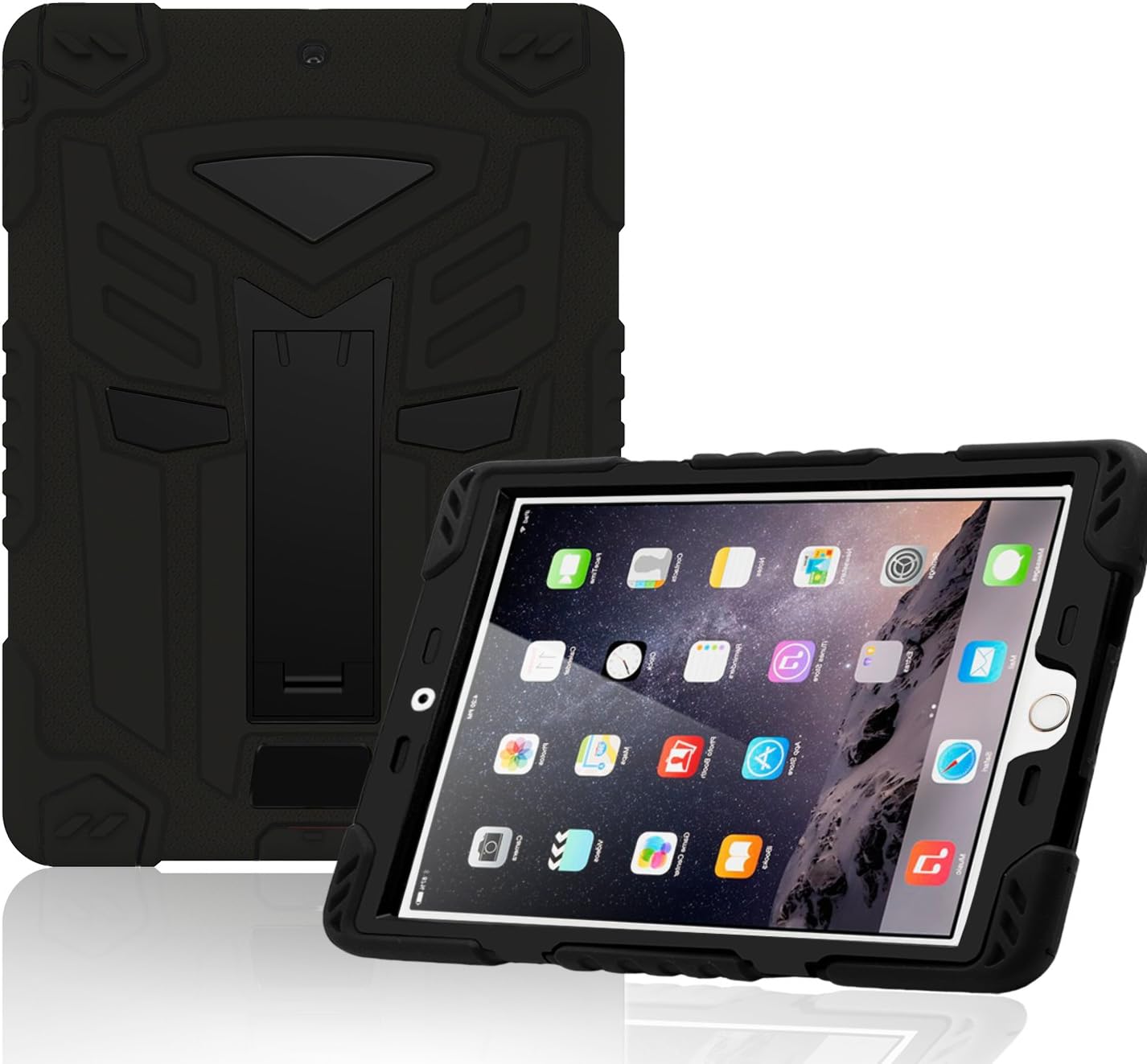 Otmake Compatible iPad Air 2 9.7 inch Case, Apple iPad&Tablet Soft Silicone Multi-Layered Rugged Protective Cover with Stand, Applicable Apple iPad A1566/A1567