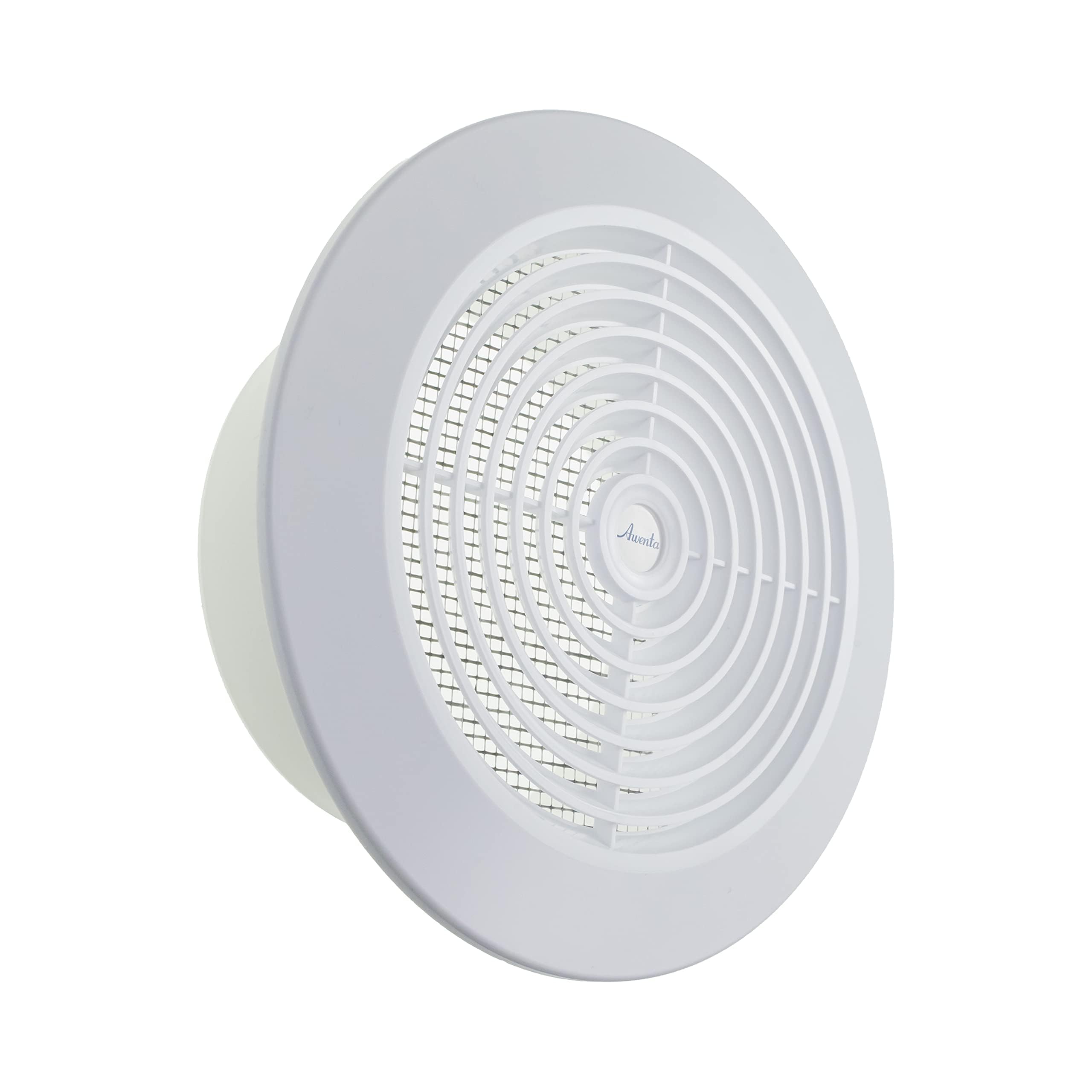 Vent Systems 125 mm / 4.92'' Inch - White - Plastic - Dismantable Ceiling Grille - Round Air Vent Louver - Grill Cover - Nylon Screen - HVAC Vents for Bathroom, Home Office, Kitchen