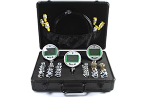 SINOCMP Digital Hydraulic Pressure Test Kit with Gauges Hoses Couplings Quick Connectors for Excavator Construction Machinery Tester Set(2pc 70Mpa, 1pc 16Mpa, 3 Hoses, 20 Couplings, 4 Quick Connectors)