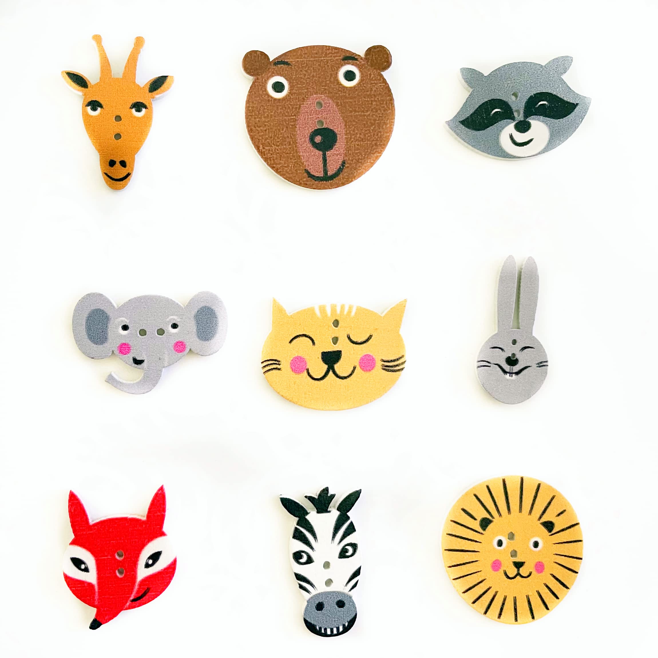 Norinoya 50pcs Cartoon Animals Wooden Buttons Sewing,DIY Craft Buttons for Sewing Knitting DIY Kids Painting Children Handmade Ornament (21 * 31mm)