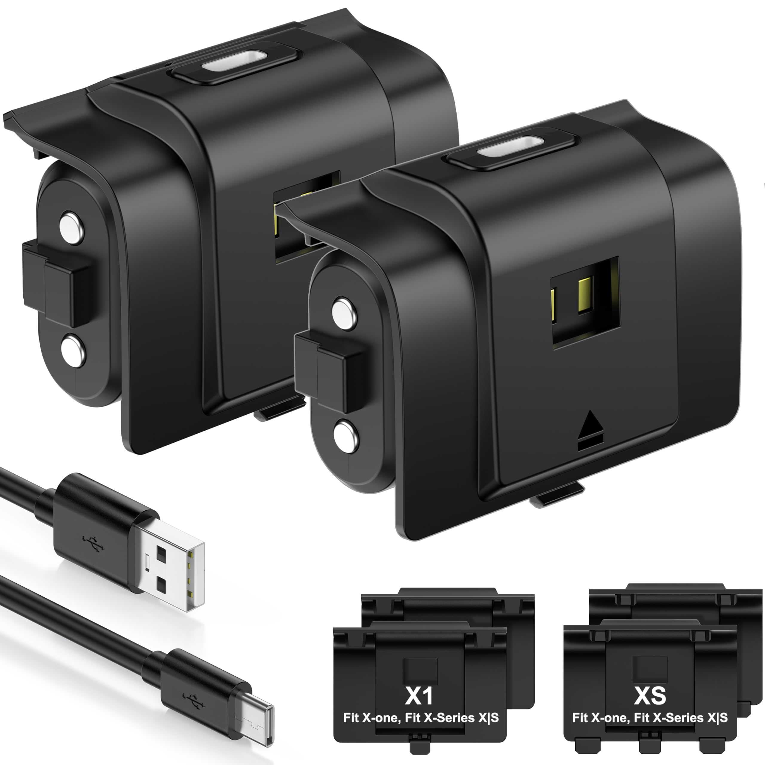 DINOSTRIKE Rechargeable Xbox Controller Battery Pack with 4 Back Covers and a USB C Charging Cable, 2x3600mWh Xbox One Controller Battery Play and Charger kit for Xbox Series X/S Remote