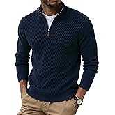 Sailwind Men's Quarter Zip Up Pullover Knit Texture Sweater Casual Long Sleeve Sweaters